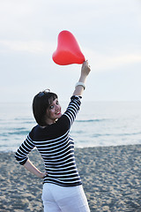 Image showing young woman relax  on beach