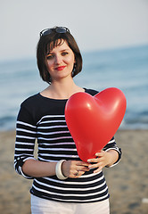 Image showing young woman relax  on beach