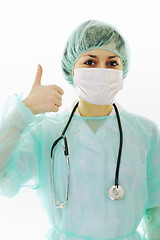 Image showing happy nurse with stethoscope  isolated on white