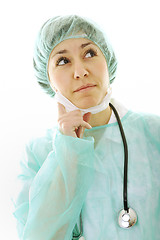 Image showing happy nurse with stethoscope  isolated on white