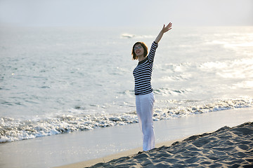 Image showing young woman relax  on beach