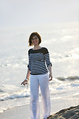 Image showing young woman relax  on beach