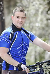 Image showing bicyclist portrait during break