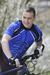 Image showing bicyclist portrait during break