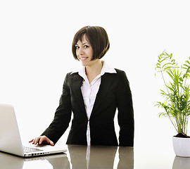 Image showing business woman working on laptop