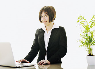 Image showing business woman working on laptop