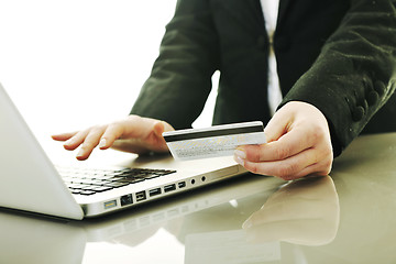 Image showing business woman making online money transaction