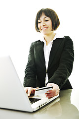 Image showing business woman making online money transaction