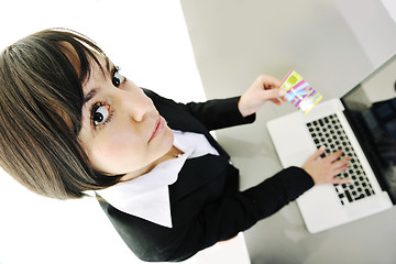 Image showing business woman making online money transaction