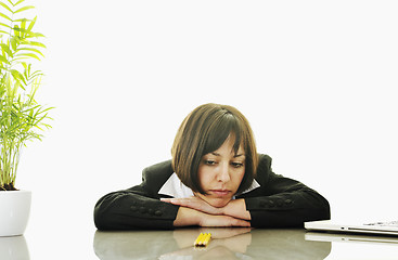 Image showing bosiness woman choosing perfect pencil