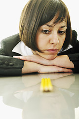 Image showing bosiness woman choosing perfect pencil