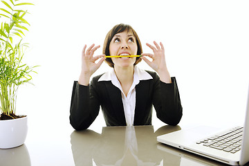 Image showing business woman working on laptop