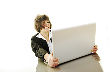 Image showing business woman working on laptop