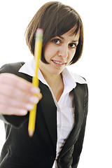 Image showing bosiness woman choosing perfect pencil