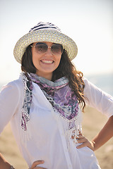 Image showing happy young woman on beach