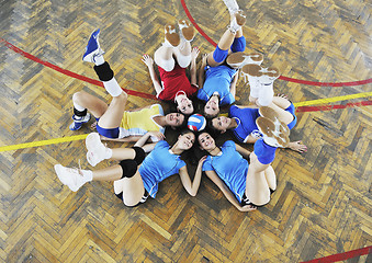 Image showing girls playing volleyball indoor game