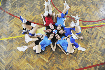 Image showing girls playing volleyball indoor game