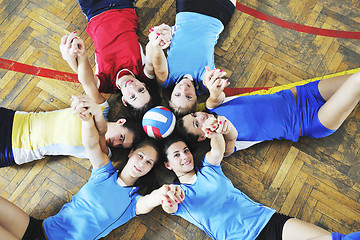 Image showing girls playing volleyball indoor game