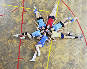 Image showing girls playing volleyball indoor game