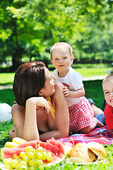 Image showing woman and baby playing at park