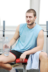 Image showing man drink water at fitness workout