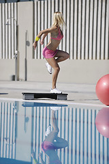 Image showing fitness exercise at poolside