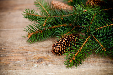 Image showing christmas fir tree with pinecones 