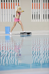 Image showing fitness exercise at poolside