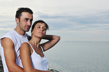 Image showing happy young couple have fun at beautiful beach