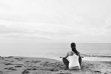 Image showing woman yoga beach