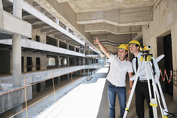 Image showing Team of architects on construciton site