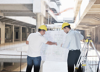 Image showing Team of architects on construciton site