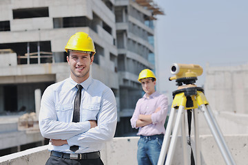 Image showing Team of architects on construciton site