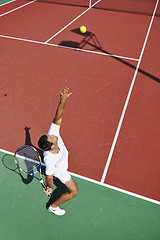 Image showing young man play tennis outdoor