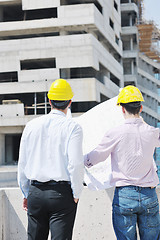 Image showing Team of architects on construciton site