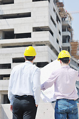 Image showing Team of architects on construciton site