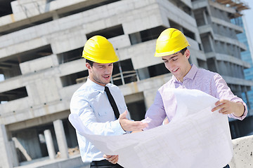 Image showing Team of architects on construciton site