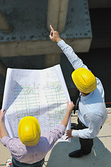 Image showing Team of architects on construciton site