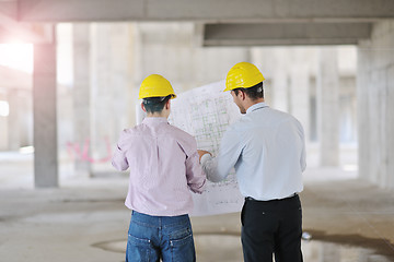 Image showing Team of architects on construciton site