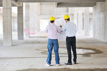 Image showing Team of architects on construciton site