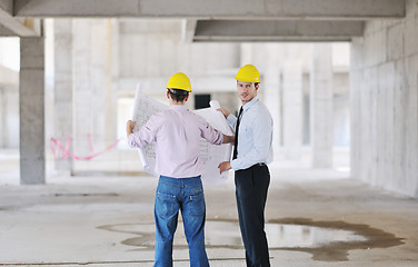 Image showing Team of architects on construciton site