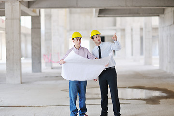 Image showing Team of architects on construciton site