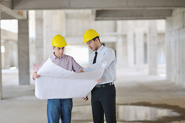 Image showing Team of architects on construciton site