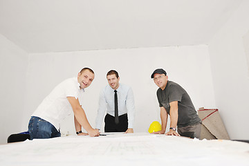 Image showing Team of architects on construciton site