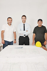 Image showing Team of architects on construciton site