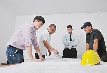 Image showing Team of architects on construciton site