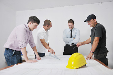 Image showing Team of architects on construciton site