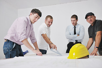 Image showing Team of architects on construciton site