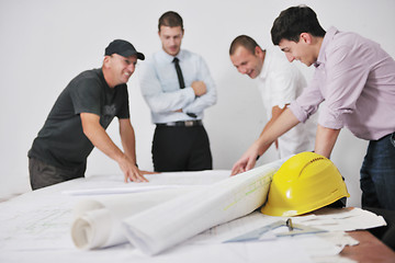 Image showing Team of architects on construciton site