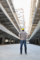 Image showing hard worker on construction site